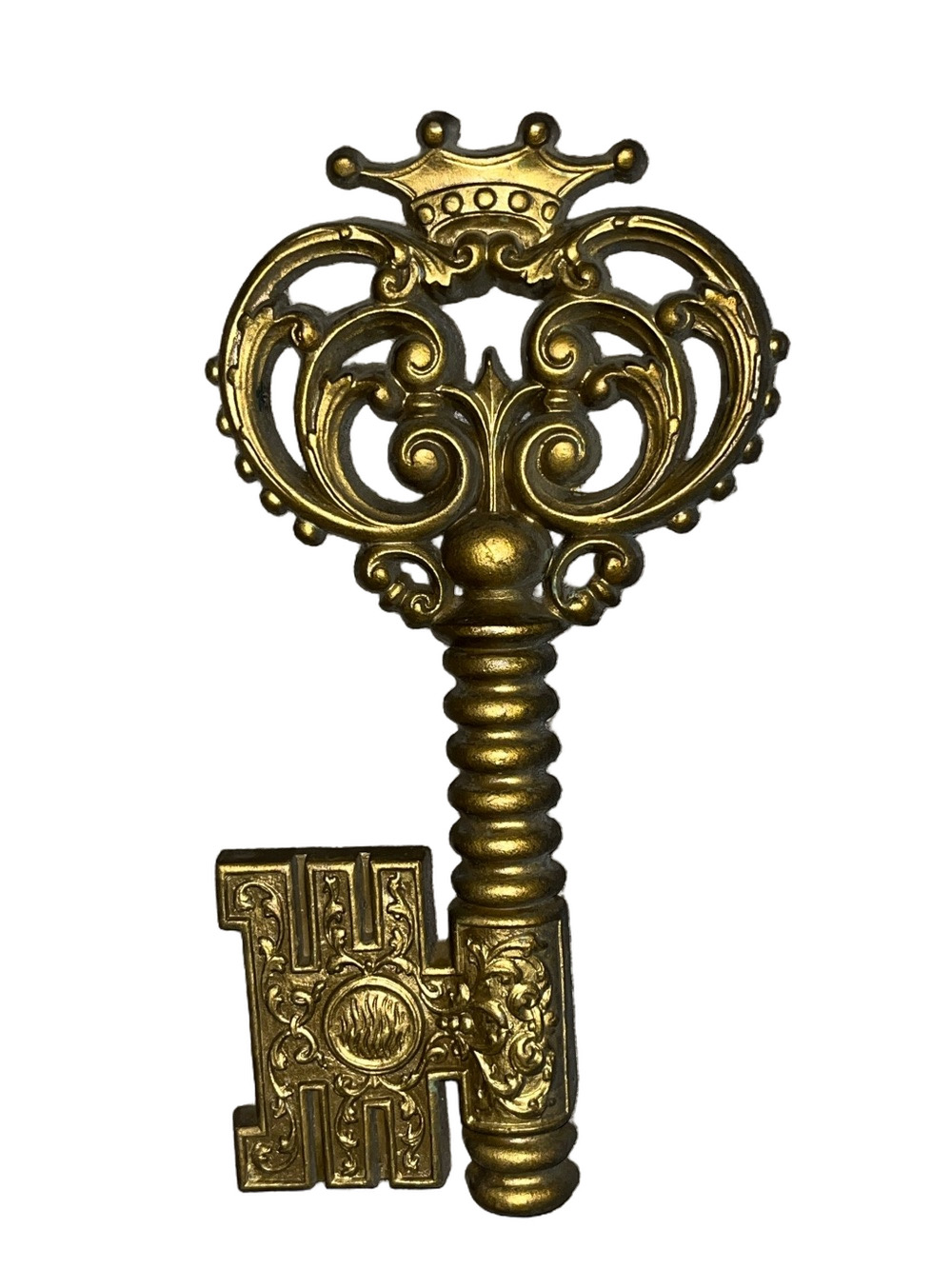 12" Burwood Scroll Skeleton Key #267 MCM Wall Art Plaque Gold Plastic Decor